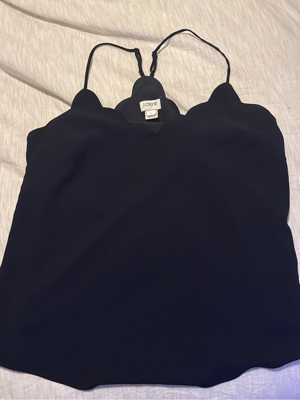 J.Crew Navy Scalloped Camisole Tank Top Size 6 Adjustable Straps Lined - Picture 6 of 8